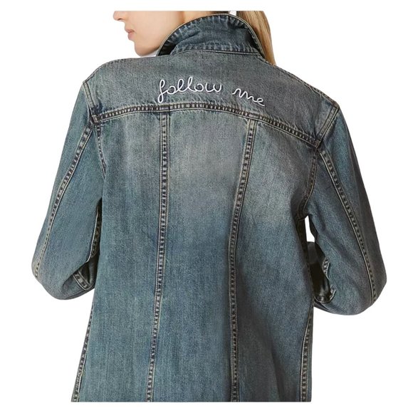 Avec Les Filles "Follow Me" Denim Jean Jacket SZ Large - Picture 3 of 12